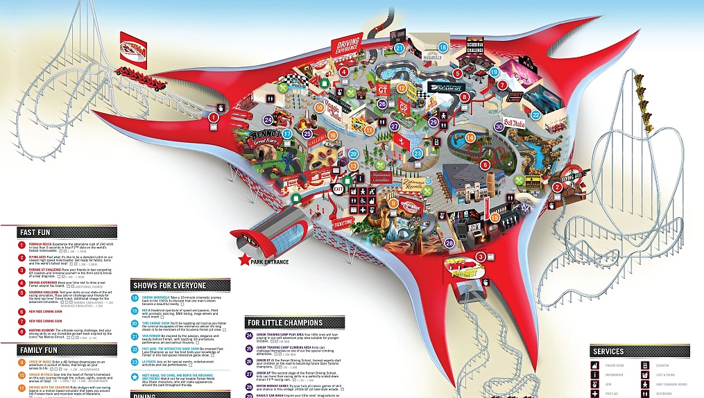 Mapa (zdroj:ferrariworldabudhabi.com)